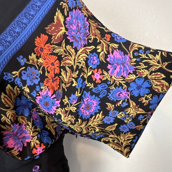 Anthropologie Ett:Twa Floral Scarf Print Jumpsuit Size 12 Petite Pockets V-Neck - Picture 3 of 8